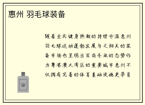 惠州 羽毛球装备